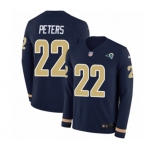 Nike Los Angeles Rams #22 Marcus Peters Limited Navy Blue Therma Long Sleeve NFL Jersey