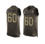 Men Nike Carolina Panthers #60 Daryl Williams Limited Green Salute to Service Tank Top NFL Jersey