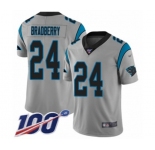 Men's Carolina Panthers #24 James Bradberry Silver Inverted Legend Limited 100th Season Football Jersey
