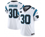 Men's Carolina Panthers #30 Chuba Hubbard White 2026 F.U.S.E. 1-Star C Patch Vapor Limited Football Stitched Jersey