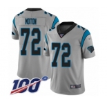 Men's Carolina Panthers #72 Taylor Moton Silver Inverted Legend Limited 100th Season Football Jersey