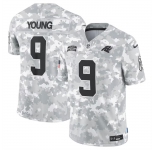 Men's Carolina Panthers #9 Bryce Young 2024 Arctic Camo Salute To Service Limited Stitched Football Jersey
