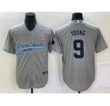 Men's Carolina Panthers #9 Bryce Young Gray With Patch Cool Base Stitched Baseball Jersey