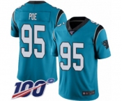 Men's Carolina Panthers #95 Dontari Poe Limited Blue Rush Vapor Untouchable 100th Season Football Jersey