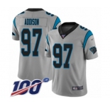 Men's Carolina Panthers #97 Mario Addison Silver Inverted Legend Limited 100th Season Football Jersey