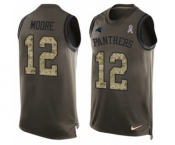 Men's Nike Carolina Panthers #12 DJ Moore Limited Green Salute to Service Tank Top NFL Jersey