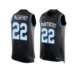 Men's Nike Carolina Panthers #22 Christian McCaffrey Limited Black Player Name & Number Tank Top NFL Jersey