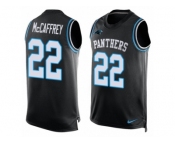 Men's Nike Carolina Panthers #22 Christian McCaffrey Limited Black Player Name & Number Tank Top NFL Jersey