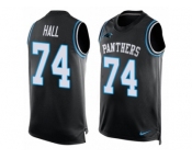 Men's Nike Carolina Panthers #74 Daeshon Hall Limited Black Player Name & Number Tank Top NFL Jersey