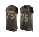 Men's Nike Carolina Panthers #75 Matt Kalil Limited Green Salute to Service Tank Top NFL Jersey