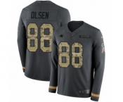 Men's Nike Carolina Panthers #88 Greg Olsen Limited Black Salute to Service Therma Long Sleeve NFL Jersey