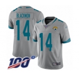 Men's Jacksonville Jaguars #14 Justin Blackmon Silver Inverted Legend Limited 100th Season Football Jersey
