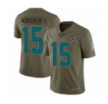 Men's Jacksonville Jaguars #15 Gardner Minshew II Limited Olive 2017 Salute to Service Football Jersey