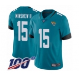 Men's Jacksonville Jaguars #15 Gardner Minshew II Teal Green Alternate Vapor Untouchable Limited Player 100th Season Football Jersey