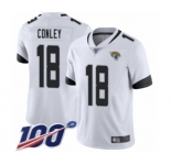 Men's Jacksonville Jaguars #18 Chris Conley White Vapor Untouchable Limited Player 100th Season Football Jersey