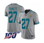 Men's Jacksonville Jaguars #27 Leonard Fournette Silver Inverted Legend Limited 100th Season Football Jersey