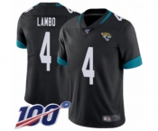 Men's Jacksonville Jaguars #4 Josh Lambo Black Team Color Vapor Untouchable Limited Player 100th Season Football Jersey
