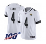 Men's Jacksonville Jaguars #4 Josh Lambo White Vapor Untouchable Limited Player 100th Season Football Jersey