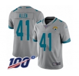 Men's Jacksonville Jaguars #41 Josh Allen Silver Inverted Legend Limited 100th Season Football Jersey