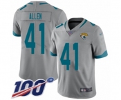 Men's Jacksonville Jaguars #41 Josh Allen Silver Inverted Legend Limited 100th Season Football Jersey