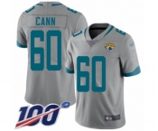 Men's Jacksonville Jaguars #60 A. J. Cann Silver Inverted Legend Limited 100th Season Football Jersey