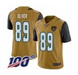 Men's Jacksonville Jaguars #89 Josh Oliver Limited Gold Rush Vapor Untouchable 100th Season Football Jersey