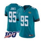 Men's Jacksonville Jaguars #95 Abry Jones Teal Green Alternate Vapor Untouchable Limited Player 100th Season Football Jersey