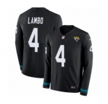 Men's Nike Jacksonville Jaguars #4 Josh Lambo Limited Black Therma Long Sleeve NFL Jersey