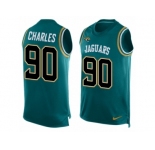 Men's Nike Jacksonville Jaguars #90 Stefan Charles Limited Teal Green Player Name & Number Tank Top NFL Jersey