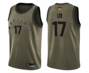 Youth Toronto Raptors #17 Jeremy Lin Swingman Green Salute to Service 2019 Basketball Finals Bound Jersey