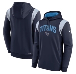 Mens Tennessee Titans Navy Sideline Stack Performance Pullover Hoodie