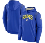 Mens Los Angeles Rams Royal Sideline Stack Performance Pullover Hoodie
