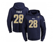 Nike Los Angeles Rams #28 Marshall Faulk Navy Blue Name & Number Pullover NFL Hoodie