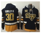 Nike Rams #30 Todd Gurley II Navy Blue Gold Name & Number Pullover NFL Hoodie