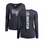 NFL Women's Nike Los Angeles Rams #35 C.J. Anderson Navy Blue Backer Slim Fit Long Sleeve T-Shirt
