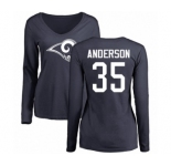NFL Women's Nike Los Angeles Rams #35 C.J. Anderson Navy Blue Name & Number Logo Slim Fit Long Sleeve T-Shirt