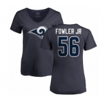 NFL Women's Nike Los Angeles Rams #56 Dante Fowler Jr Navy Blue Name & Number Logo Slim Fit T-Shirt
