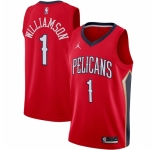 Men's New Orleans Pelicans #1 Zion Williamson Jordan Brand Red 2020-21 Swingman Jersey