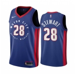 Nike Pistons #28 Isaiah Stewart Blue NBA Swingman 2020-21 City Edition Jersey