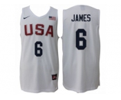 Men Nike Rio 2016 Olympics USA Dream Team #6 LeBron James Home White Basketball Jersey