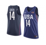 Men's Nike Team USA #14 Draymond Green Swingman Navy Blue 2016 Olympic Basketball Jersey