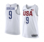 Men's Nike Team USA #9 DeMar DeRozan Swingman White 2016 Olympic Basketball Jersey