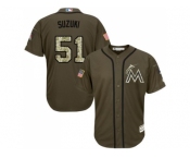 Florida Marlins #51 Ichiro Suzuki Green Salute to Service Stitched Baseball Jersey