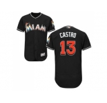 Men Miami Marlins #13 Starlin Castro Black Flexbase Authentic Collection Stitched MLB Jersey