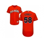 Men Miami Marlins #58 Dan Straily Orange Flexbase Authentic Collection Stitched Baseball Jersey