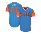 Men's 2017 Little League World Series Marlins #64 Nick Wittgren Witty Blue Jersey