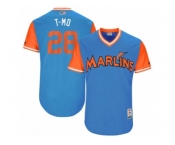 Men's 2017 Little League World Series Marlins Tyler Moore #28 T-Mo Blue Jersey