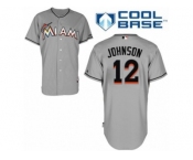 Men's Majestic Miami Marlins #12 Chris Johnson Authentic Grey Road Cool Base MLB Jersey