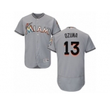 Men's Majestic Miami Marlins #13 Marcell Ozuna Grey Flexbase Authentic Collection MLB Jersey