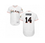 Men's Majestic Miami Marlins #14 Martin Prado White Flexbase Authentic Collection MLB Jersey